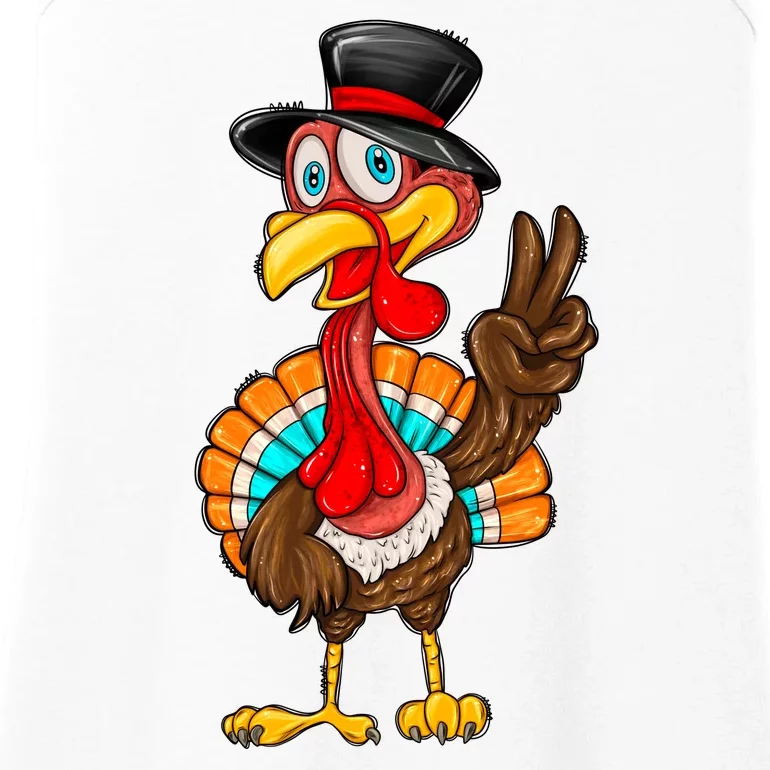 Cute Peaceful Turkey Thanksgiving Day Ladies Essential Tank