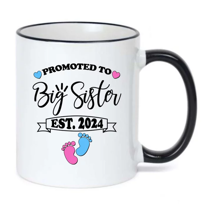 Cute Promoted To Big Sister Est 2024 Black Color Changing Mug