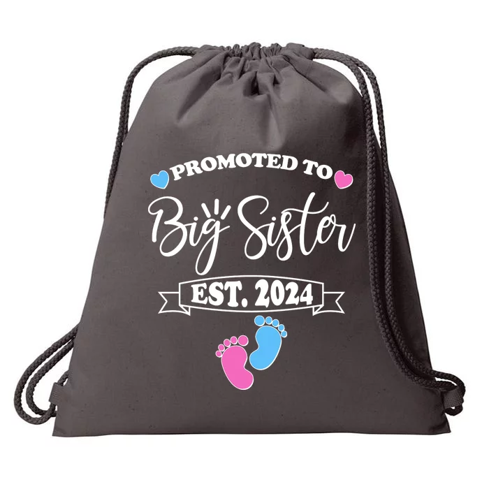 Cute Promoted To Big Sister Est 2024 Drawstring Bag