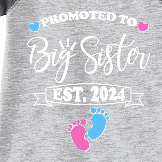 Cute Promoted To Big Sister Est 2024 Infant Baby Jersey Bodysuit