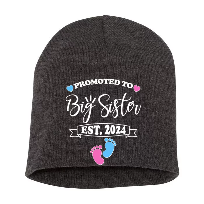 Cute Promoted To Big Sister Est 2024 Short Acrylic Beanie