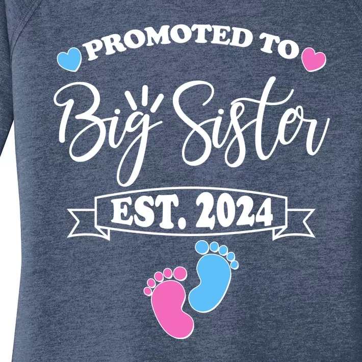 Cute Promoted To Big Sister Est 2024 Women's Perfect Tri Tunic Long Sleeve Shirt