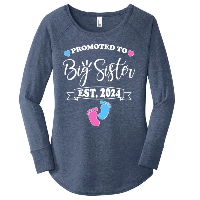 Cute Promoted To Big Sister Est 2024 Women's Perfect Tri Tunic Long Sleeve Shirt