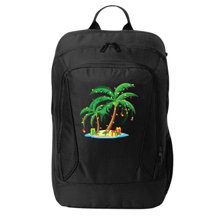 Christmas Palm Tree Tropical Xmas Gift Coconut Lights Pajama City Backpack