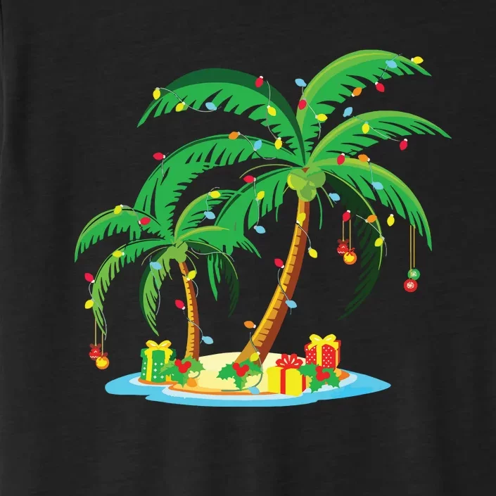 Christmas Palm Tree Tropical Xmas Gift Coconut Lights Pajama ChromaSoft Performance T-Shirt