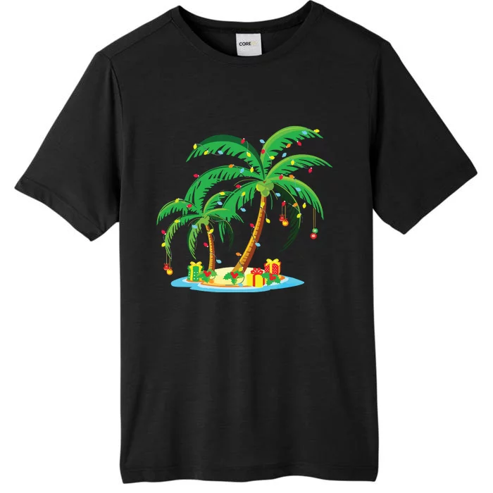 Christmas Palm Tree Tropical Xmas Gift Coconut Lights Pajama ChromaSoft Performance T-Shirt