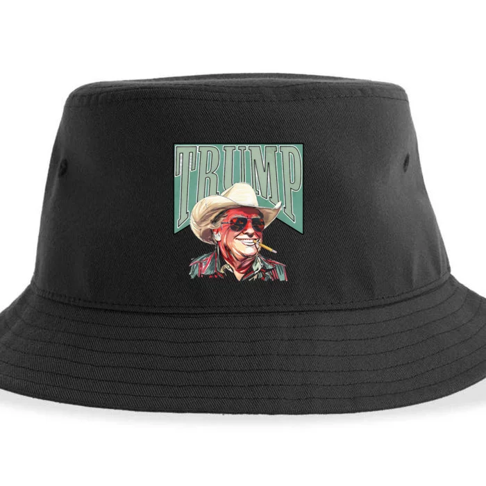 Cowboy President Trump 2024 Election Take America Back Funny Sustainable Bucket Hat