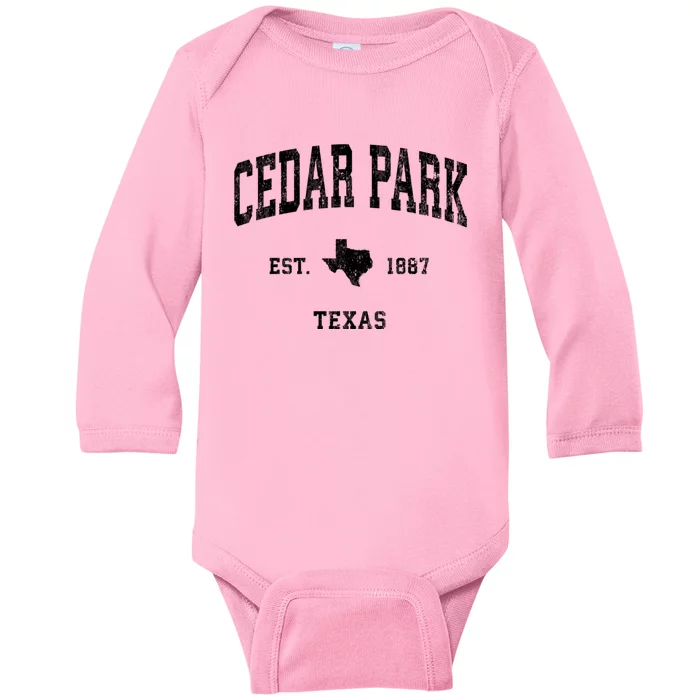 Cedar Park Texas Tx Vintage Athletic Sports Baby Long Sleeve Bodysuit