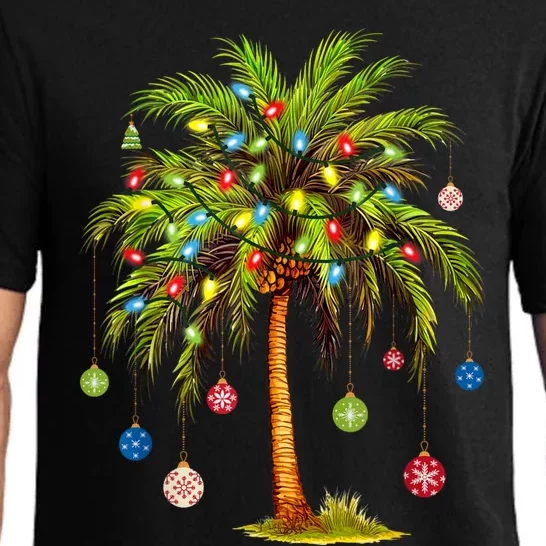 Christmas Palm Tree Light Hawaiian Tropical Xmas Pajama Set