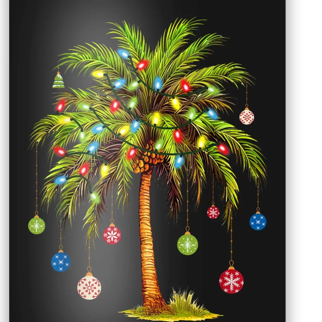 Christmas Palm Tree Light Hawaiian Tropical Xmas Poster