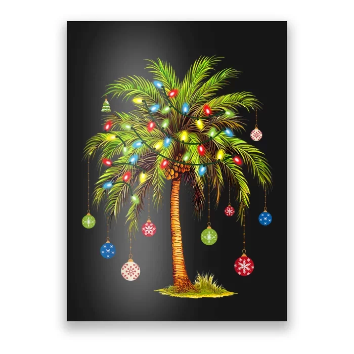 Christmas Palm Tree Light Hawaiian Tropical Xmas Poster