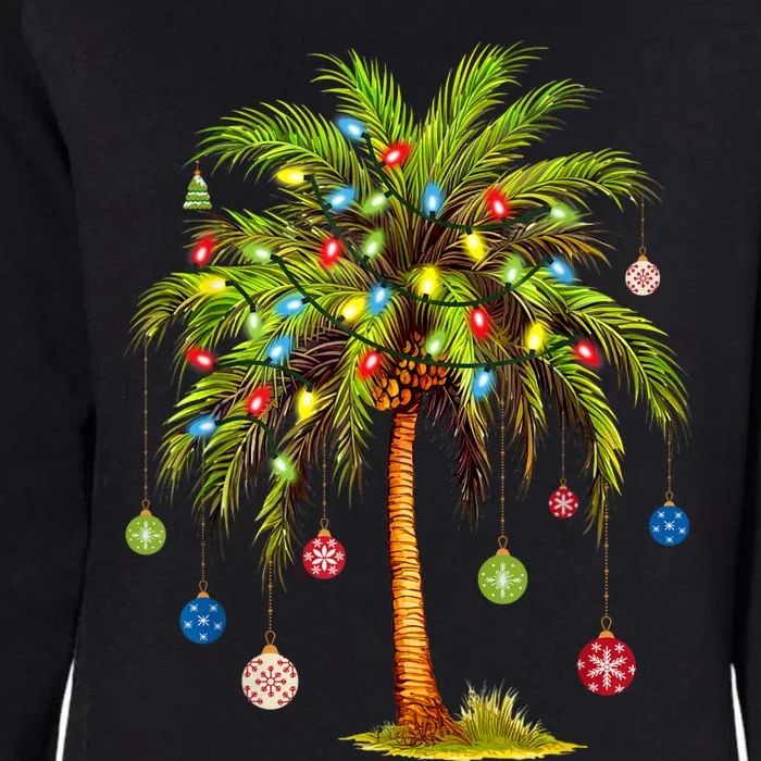 Christmas Palm Tree Light Hawaiian Tropical Xmas Womens California Wash Sweatshirt