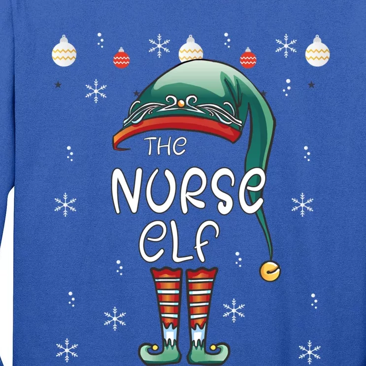 Christmas Pajama The Nurse Elf Gift Tall Long Sleeve T-Shirt