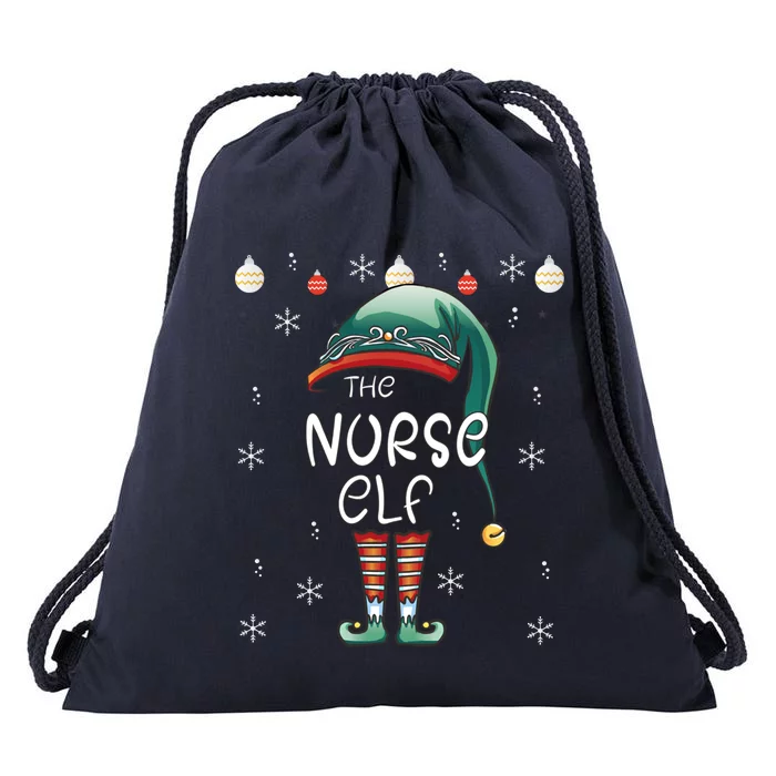 Christmas Pajama The Nurse Elf Gift Drawstring Bag