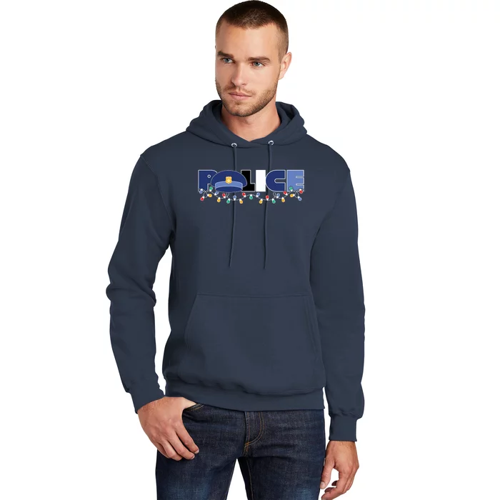 Christmas Police Texture Police Hat Graphic Oversized Hoodie