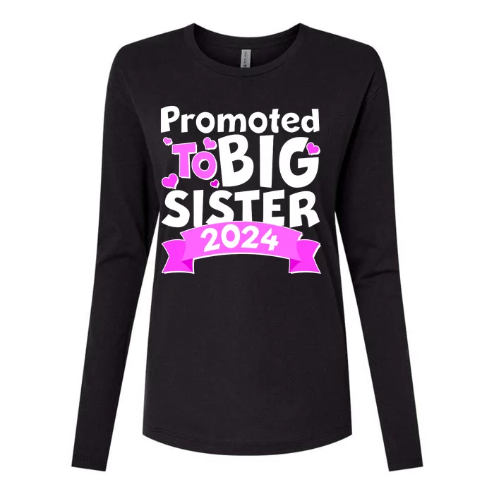 Cute Promoted To Big Sister 2024 Womens Cotton Relaxed Long Sleeve T-Shirt