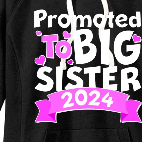 Cute Promoted To Big Sister 2024 Women's Fleece Hoodie