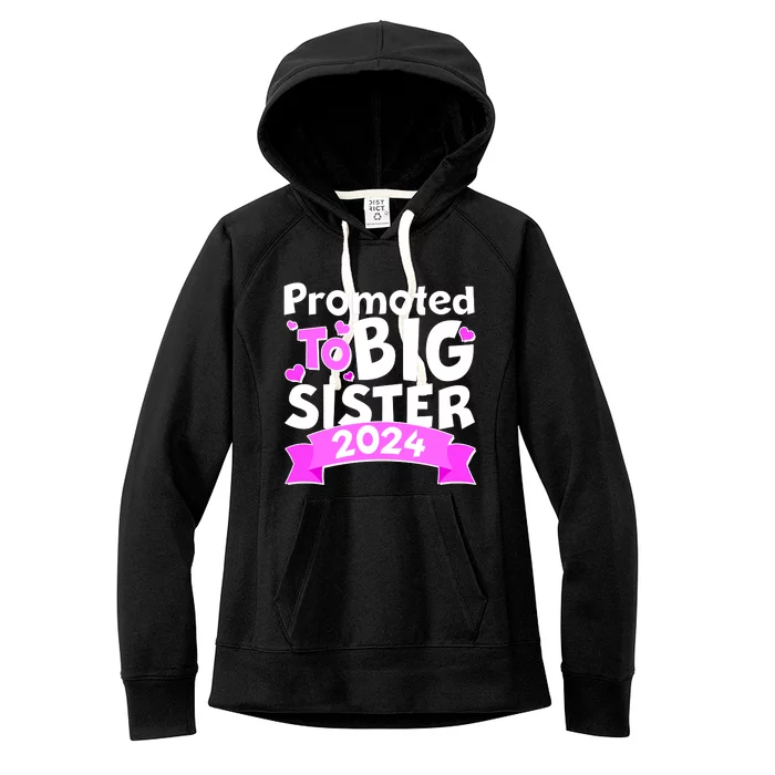 Cute Promoted To Big Sister 2024 Women's Fleece Hoodie