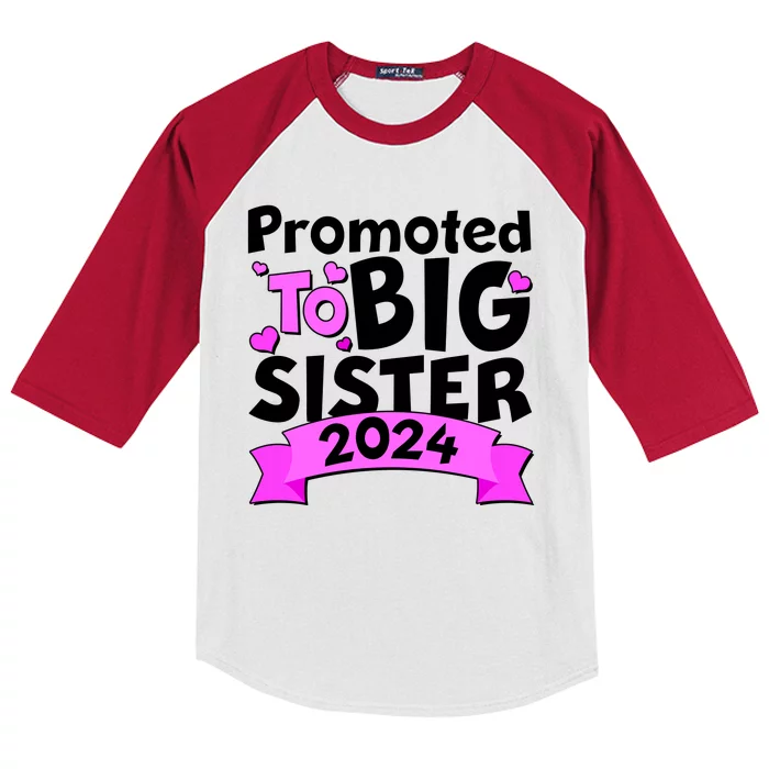 Cute Promoted To Big Sister 2024 Kids Colorblock Raglan Jersey