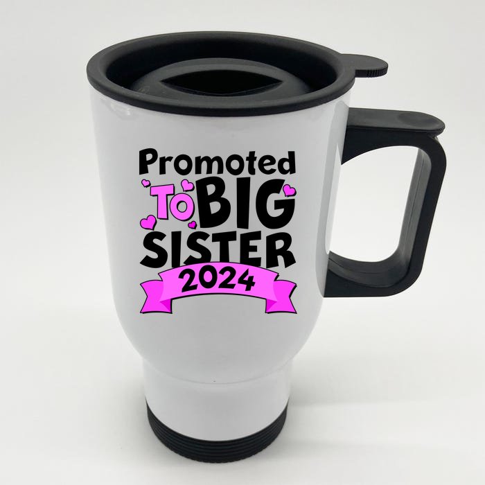 Cute Promoted To Big Sister 2024 Front & Back Stainless Steel Travel Mug