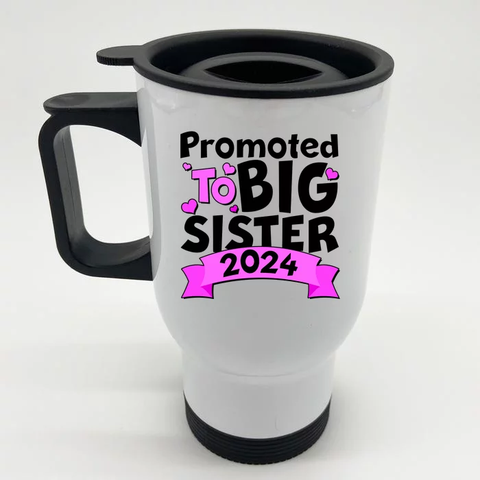 Cute Promoted To Big Sister 2024 Front & Back Stainless Steel Travel Mug