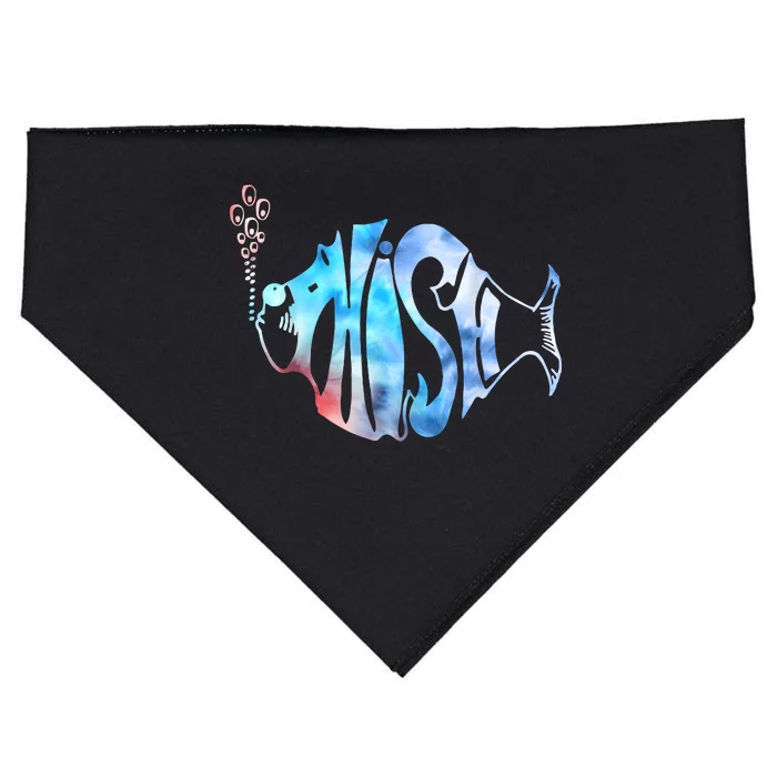 Colorful Phishjam Tiedye For Fisherman Fish Graphic USA-Made Doggie Bandana