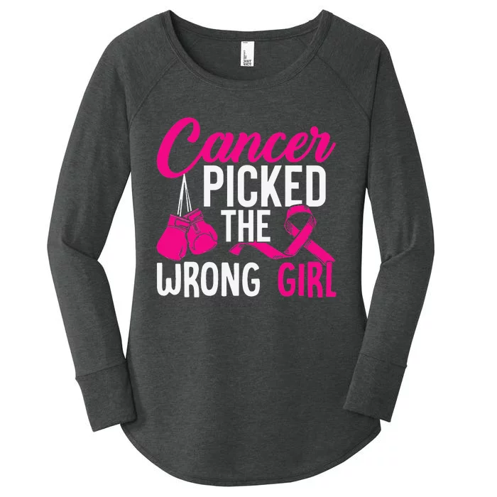 Cancer Picked The Wrong Pink Breast Cancer Awareness Women's Perfect Tri Tunic Long Sleeve Shirt