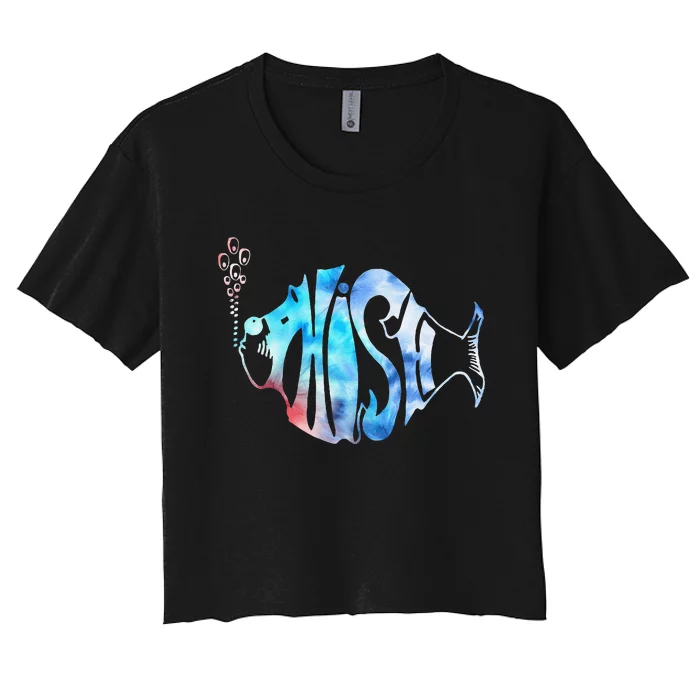 Colorful Phishjam Tiedye For Fisherman Fish Graphic Gift Women's Crop Top Tee