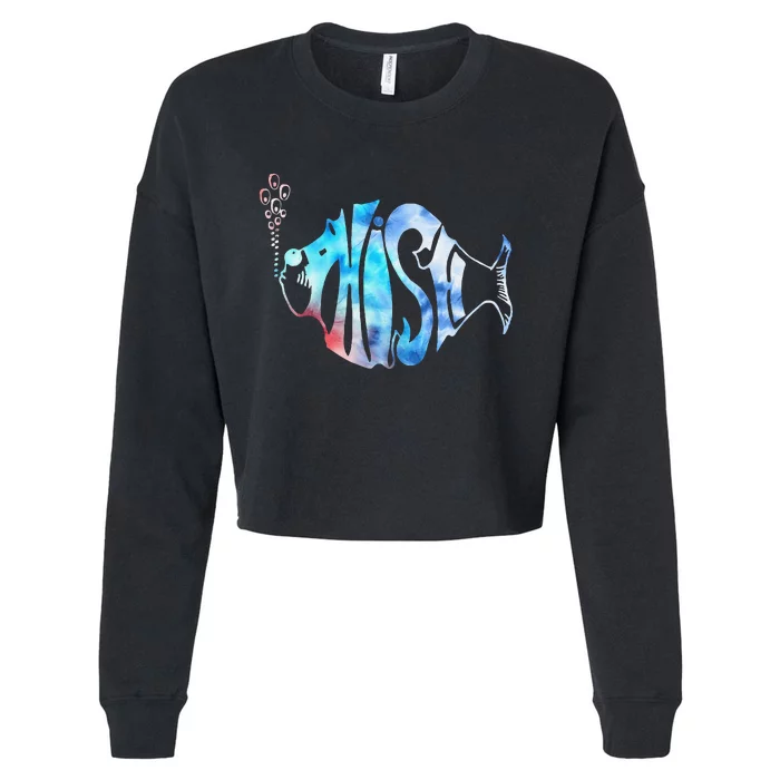 Colorful Phishjam Tiedye For Fisherman Fish Graphic Gift Cropped Pullover Crew