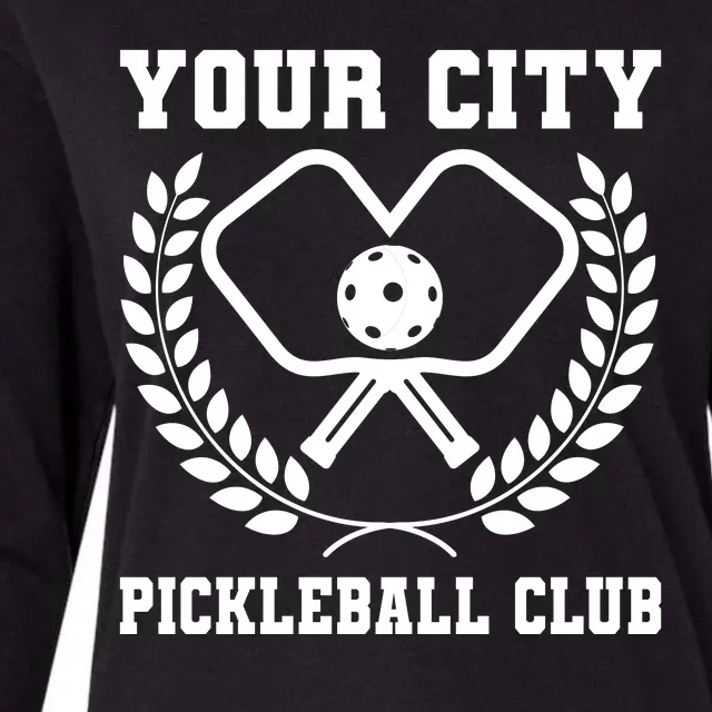 Custom Pickleball Team Personalize City Name Womens Cotton Relaxed Long Sleeve T-Shirt