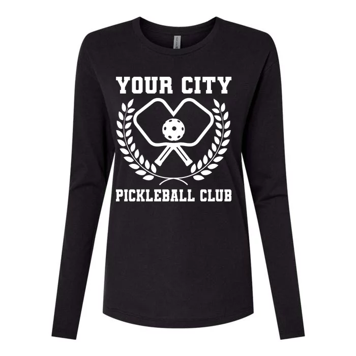 Custom Pickleball Team Personalize City Name Womens Cotton Relaxed Long Sleeve T-Shirt