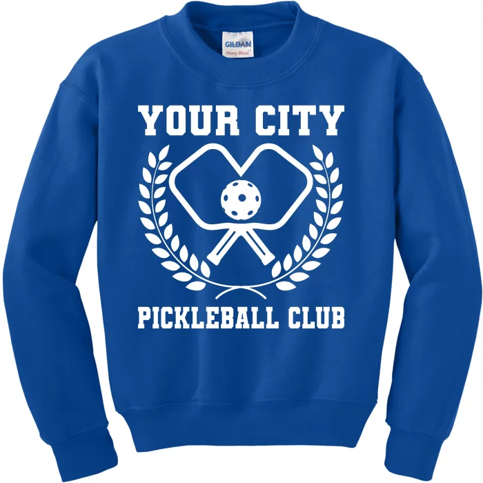 Custom Pickleball Team Personalize City Name Kids Sweatshirt