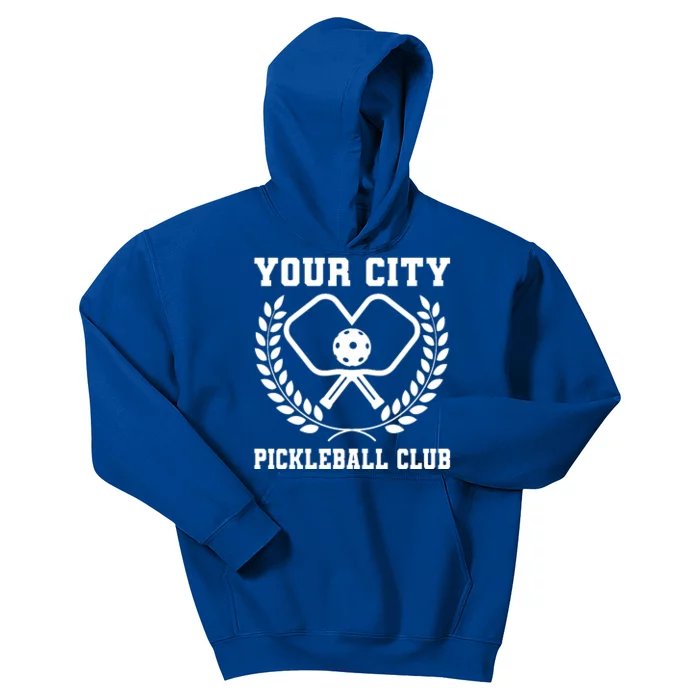 Custom Pickleball Team Personalize City Name Kids Hoodie