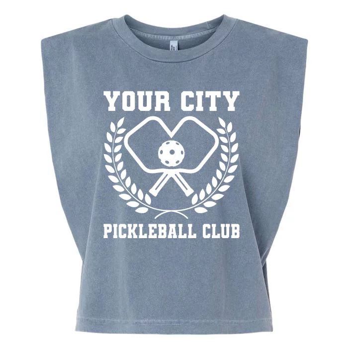 Custom Pickleball Team Personalize City Name Garment-Dyed Women's Muscle Tee