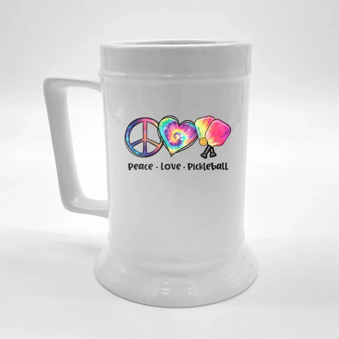 Cute Pickleball Tie Dye Peace Love Pickleball Lovers Gift Ideas Front & Back Beer Stein