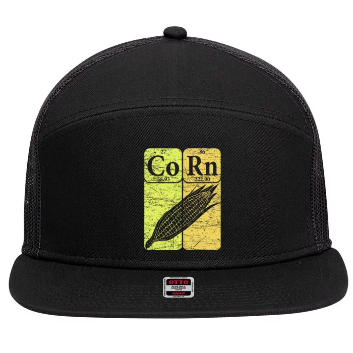 Corn Periodic Table Elements Corn Lover Retro Sweet Corn 7 Panel Mesh Trucker Snapback Hat