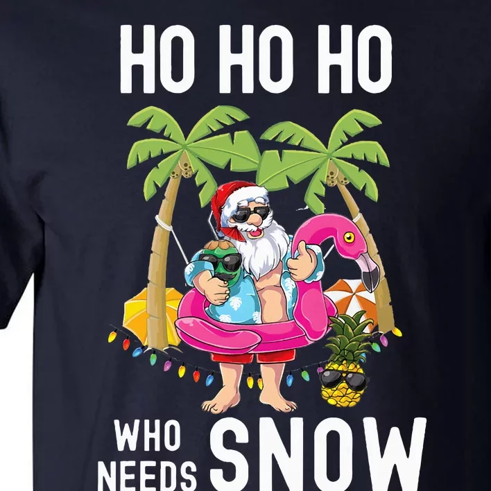 Christmas Palm Tree Santa Surfing Summer Beach Vacation Tall T-Shirt