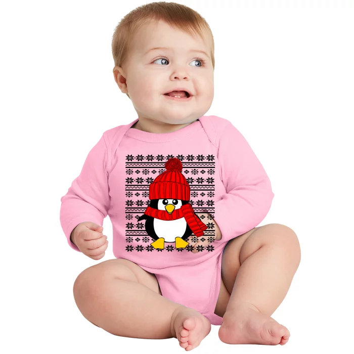 Cute Penguin Ugly Christmas Sweater Xmas Great Gift Meaningful Gift Baby Long Sleeve Bodysuit