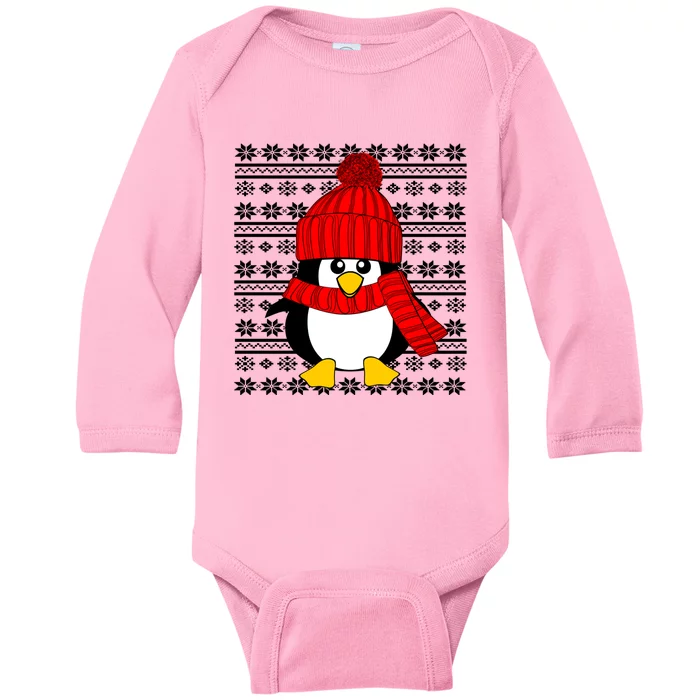 Cute Penguin Ugly Christmas Sweater Xmas Great Gift Meaningful Gift Baby Long Sleeve Bodysuit