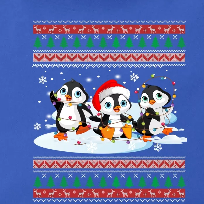 Cute Penguin Ugly Christmas Sweater Xmas Light Penguin Lover Gift Zip Tote Bag