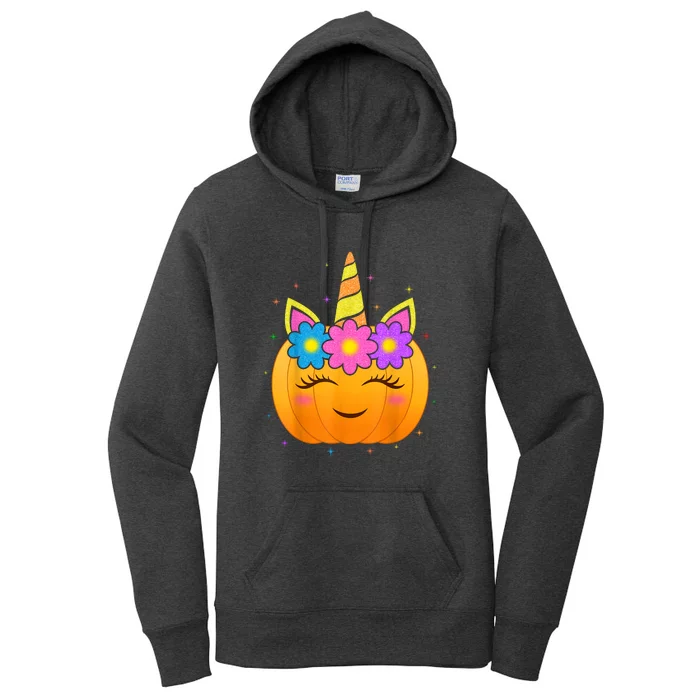 Cute Pumpkin Unicorn Funny Halloween For Girls Kids Gift Women's Pullover Hoodie