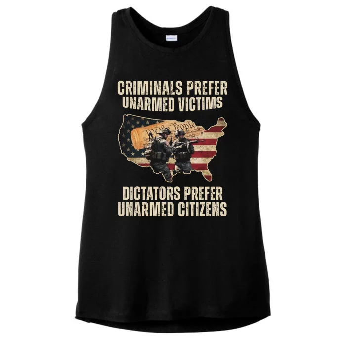 Criminals Prefer Unarmed Victims Dictators Prefer Unarmed Citizens Ladies Tri-Blend Wicking Tank