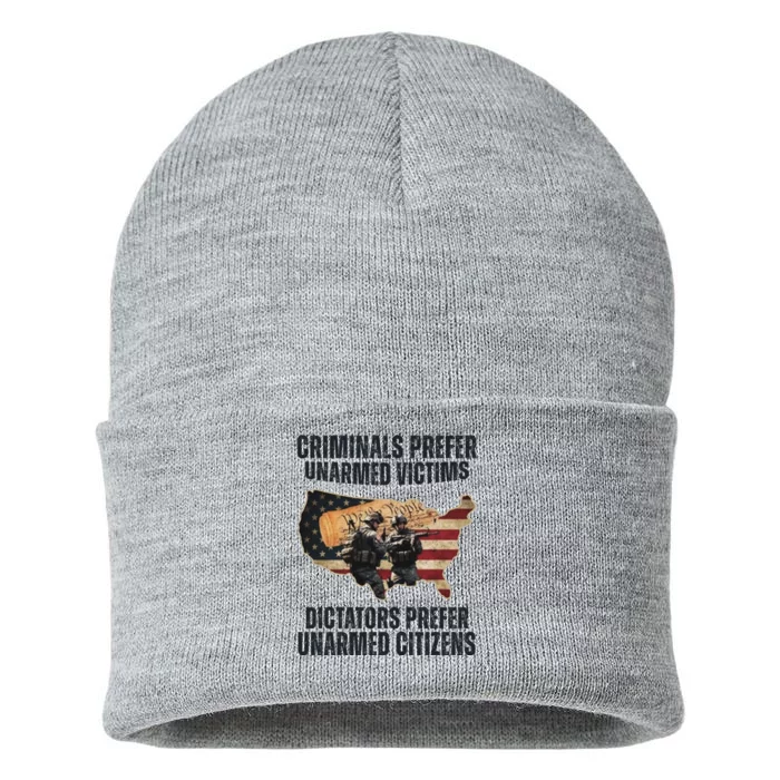 Criminals Prefer Unarmed Victims Dictators Prefer Unarmed Citizens Sustainable Knit Beanie