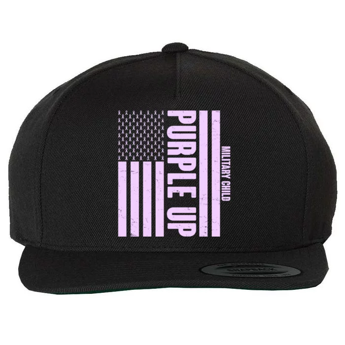 Cool Purple USA American Flag Wool Snapback Cap