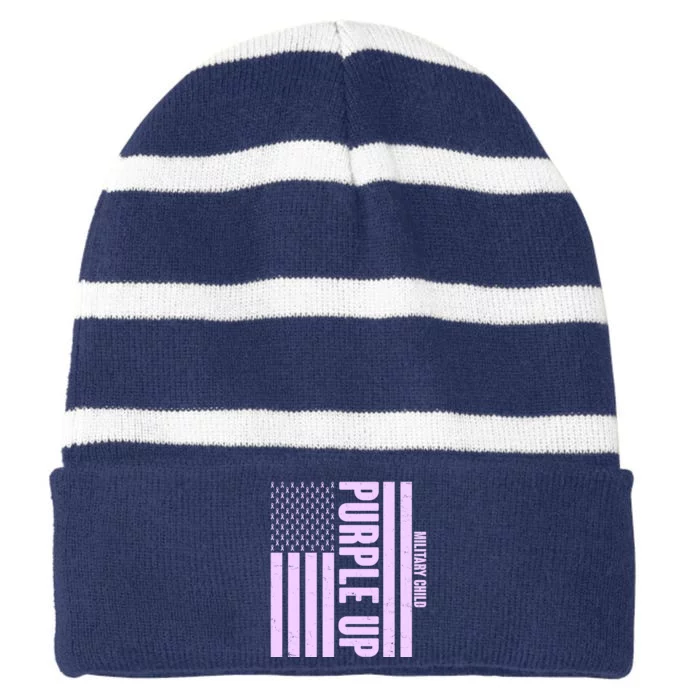 Cool Purple USA American Flag Striped Beanie with Solid Band