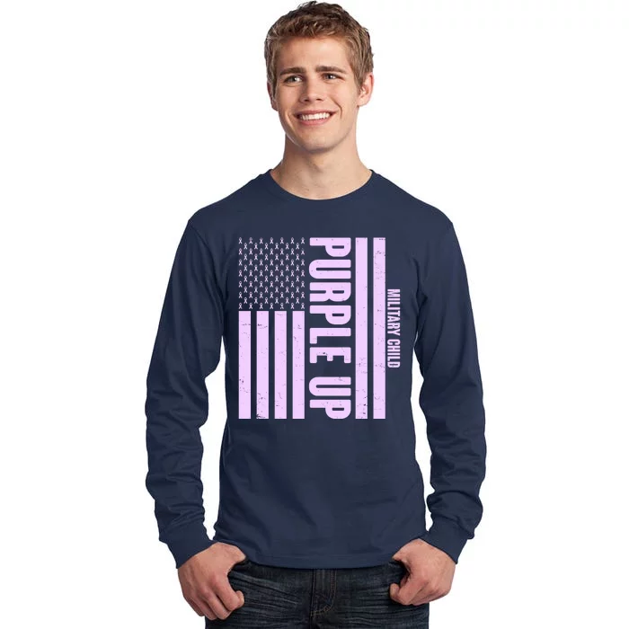 Cool Purple USA American Flag Tall Long Sleeve T-Shirt