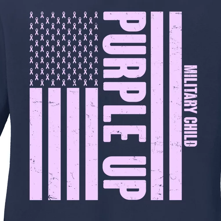 Cool Purple USA American Flag Ladies Long Sleeve Shirt