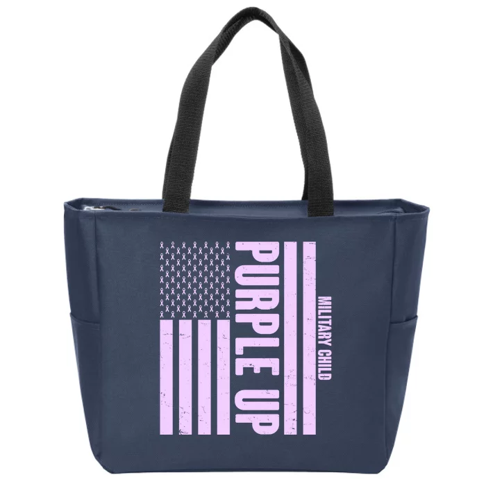 Cool Purple USA American Flag Zip Tote Bag