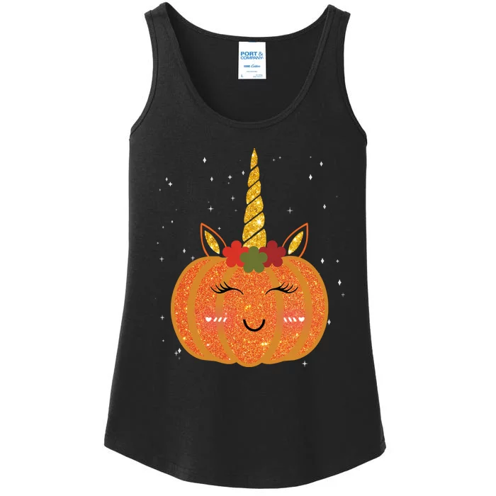 Cute Pumpkin Unicorn Halloween Ladies Essential Tank