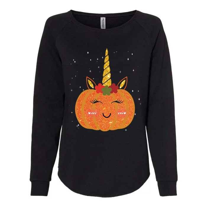 Cute Pumpkin Unicorn Halloween Womens California Wash Sweatshirt